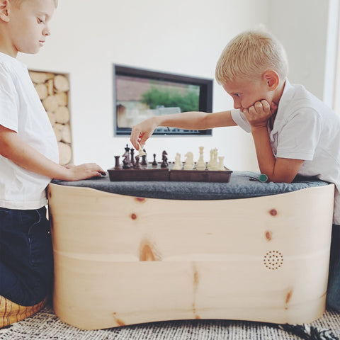 Set Babybett - Natur inkl. Deckel, Naturmatratze, Lodenüberzug & Wiegekufen 11