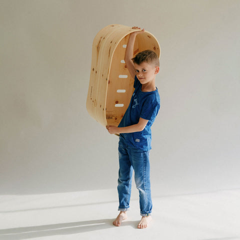 Set Babybett - Natur inkl. Deckel, Naturmatratze, Lodenüberzug & Wiegekufen 3