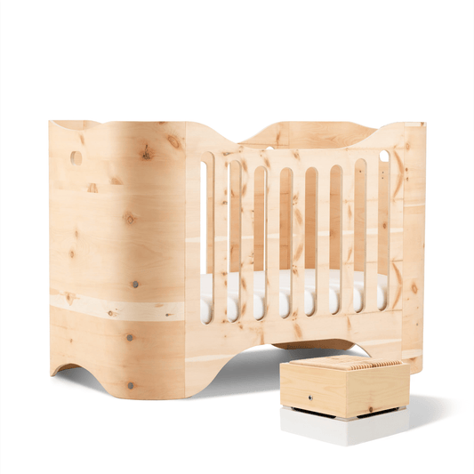 NATURE cot set, including mattress + CUBE mini II pine fan